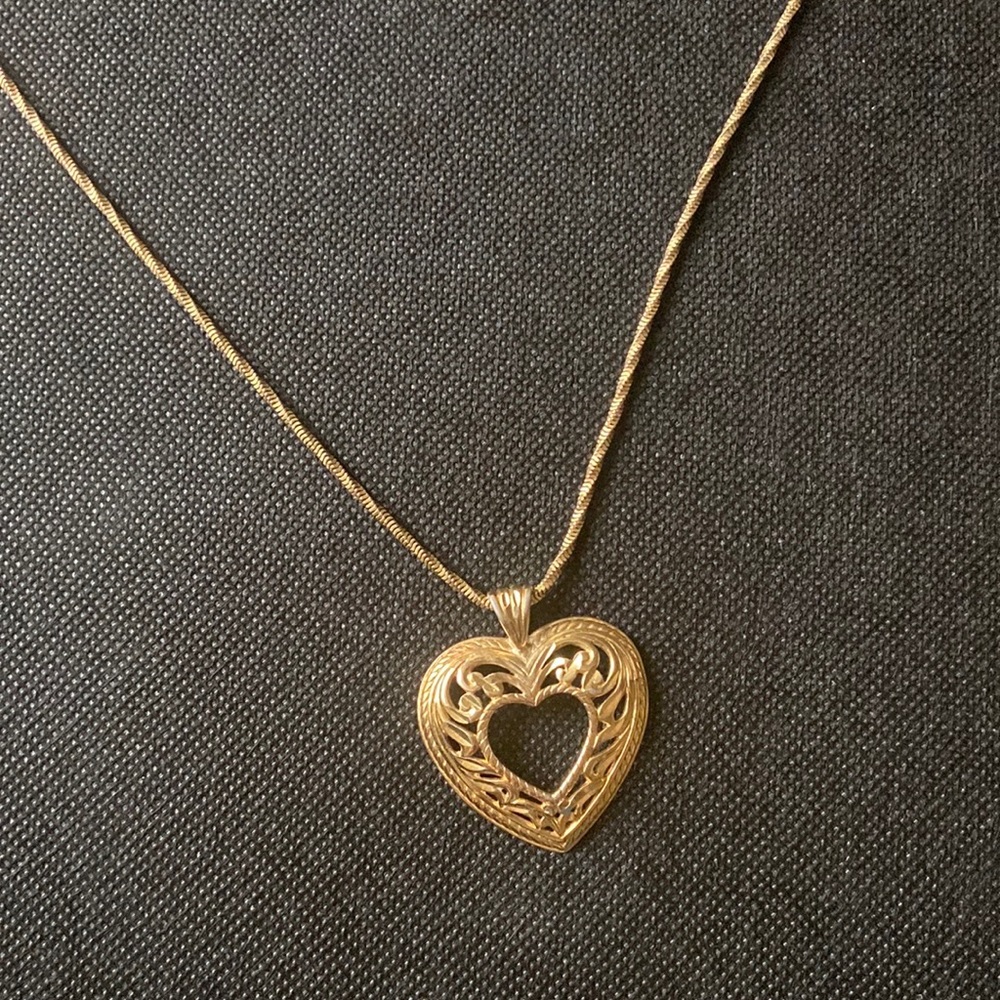 925 Italy Itaor Heart Pendant Gold Necklace